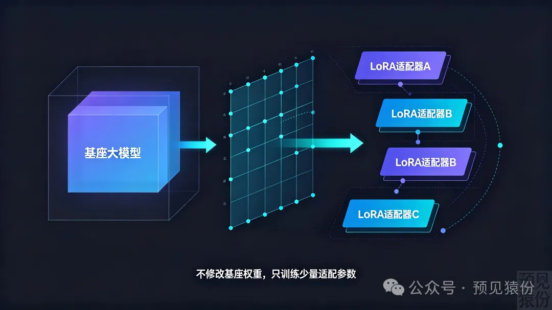 LoRA高效微调示意图